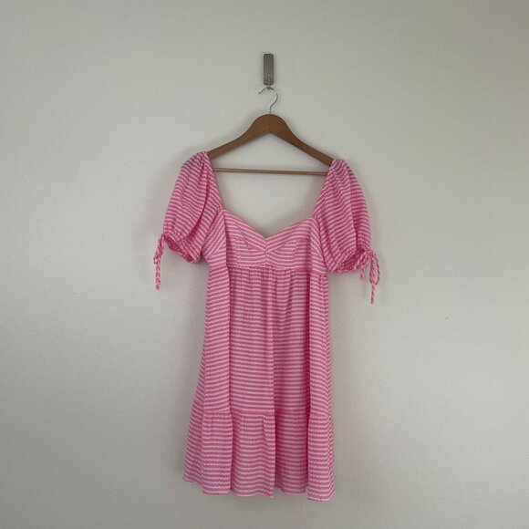 Amanda Uprichard Sicily Babydoll Dress in Piquette Pink Size Medium - Picture 1 of 7